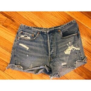 Levi’s Jean Shorts Womens 26 Premium Denim Cut Off Button Fly Big E Booty